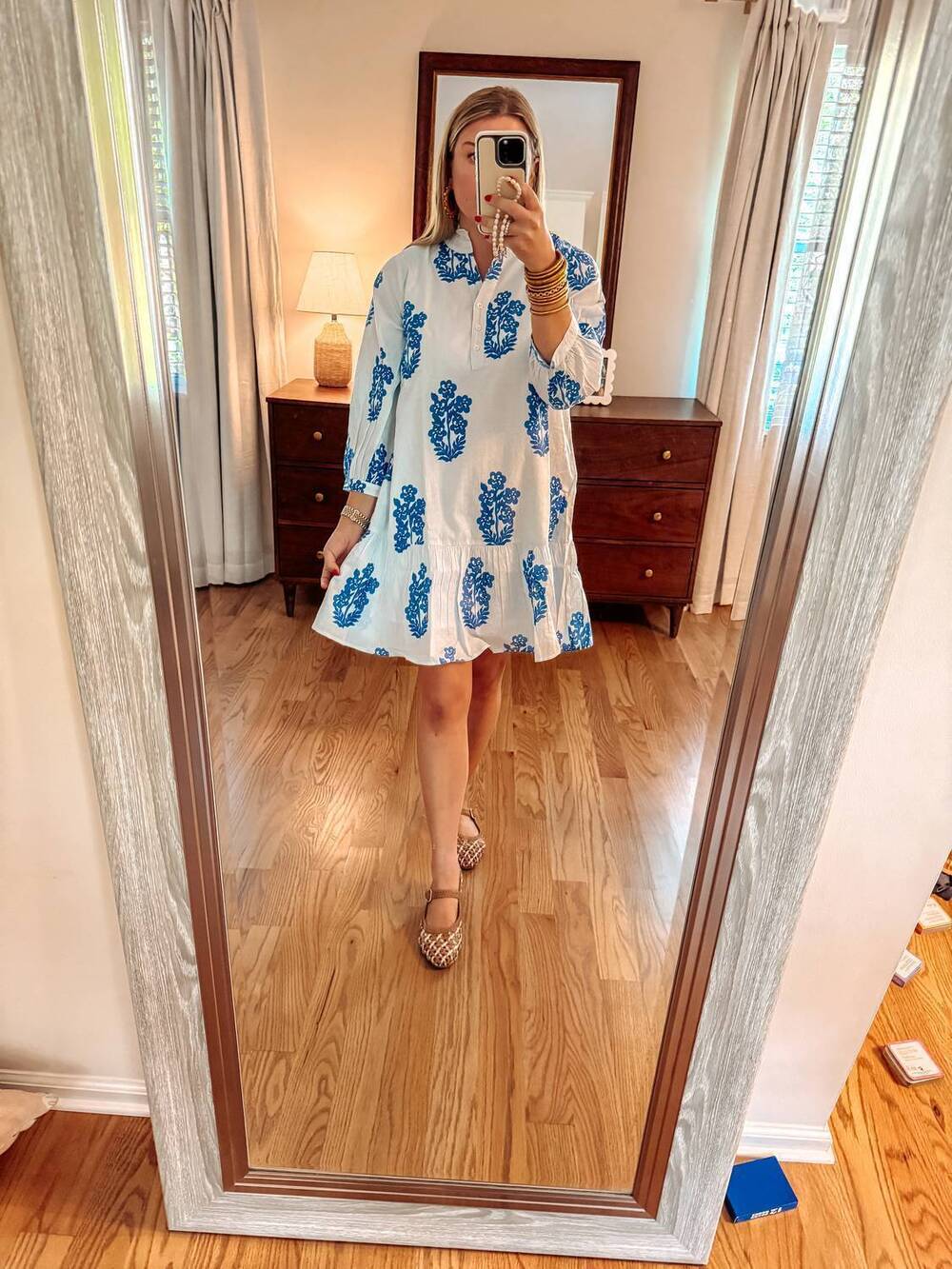 NEW THML women's bluebell dress in white